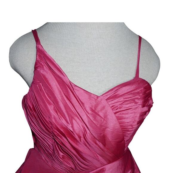 Vintage Caroline K Casuals Hot Pink Rosette Mini Dress Size 7 Strapless Prom - Picture 5 of 11